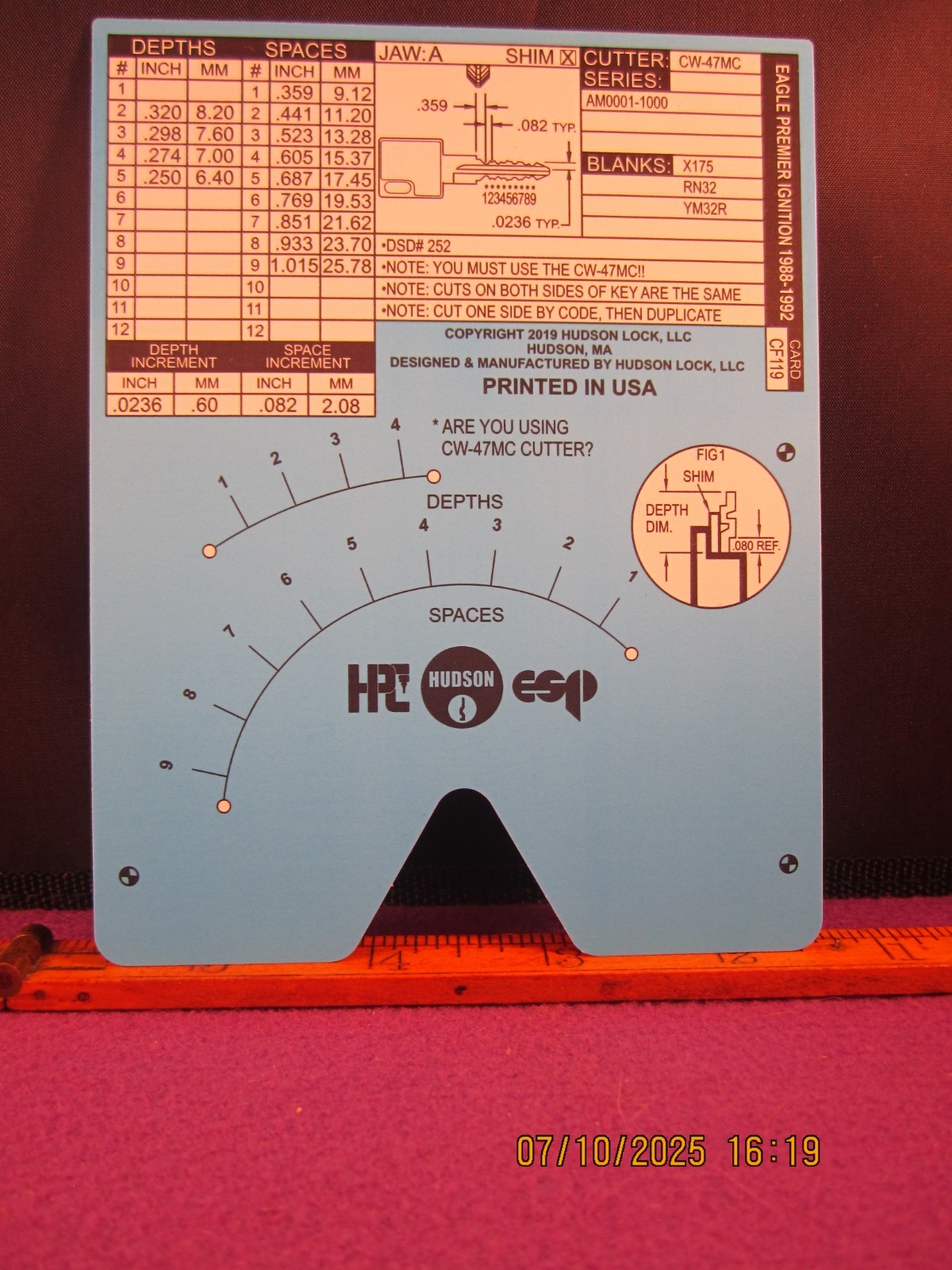 HPC 1200 BLITZ KEY CODE CARD CF 119  ( EAGLE PREMIER IGNITION 88 THU ) BRAND NEW