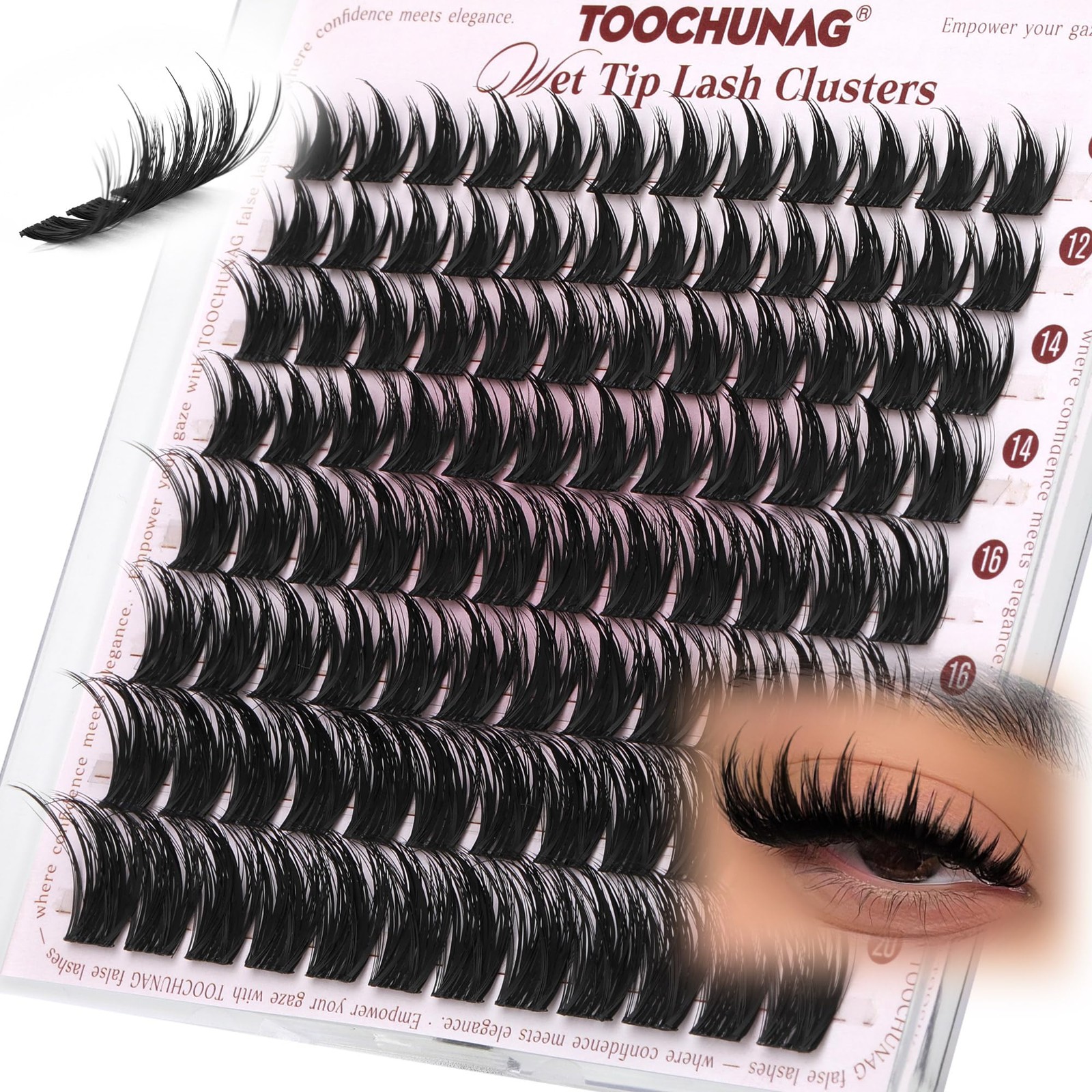 TOOCHUNAG Anime Lash Clusters 12-20mm Manga 1 count (Pack of 1), Black