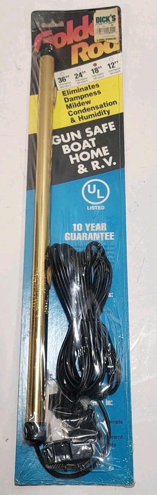 GoldenRod Gun Saver 18" Dehumidifier for Gun Safe, Home, Auto, Boat - New