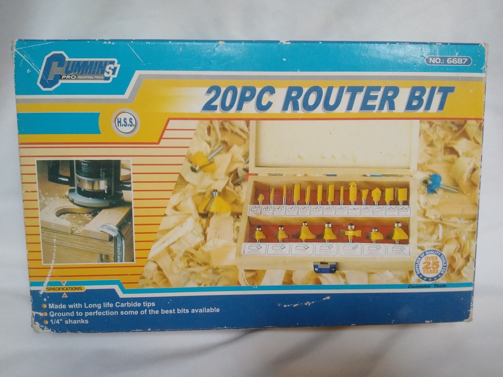 CUMMINS 20 PC CARBIDE TIP ROUTER BIT SET