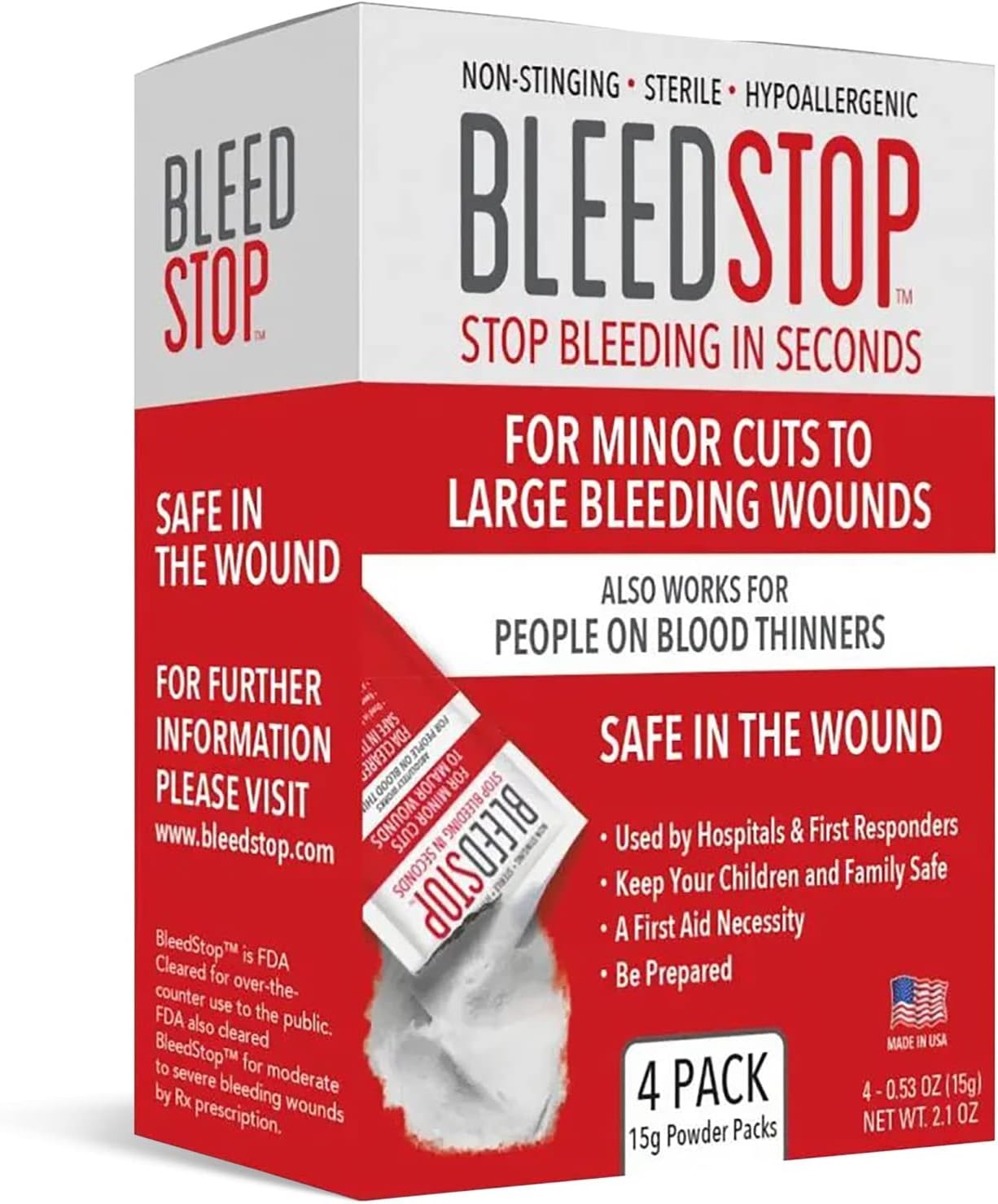 BleedStop™ First Aid Powder for Blood Clotting, Trauma Kit, Thinner...