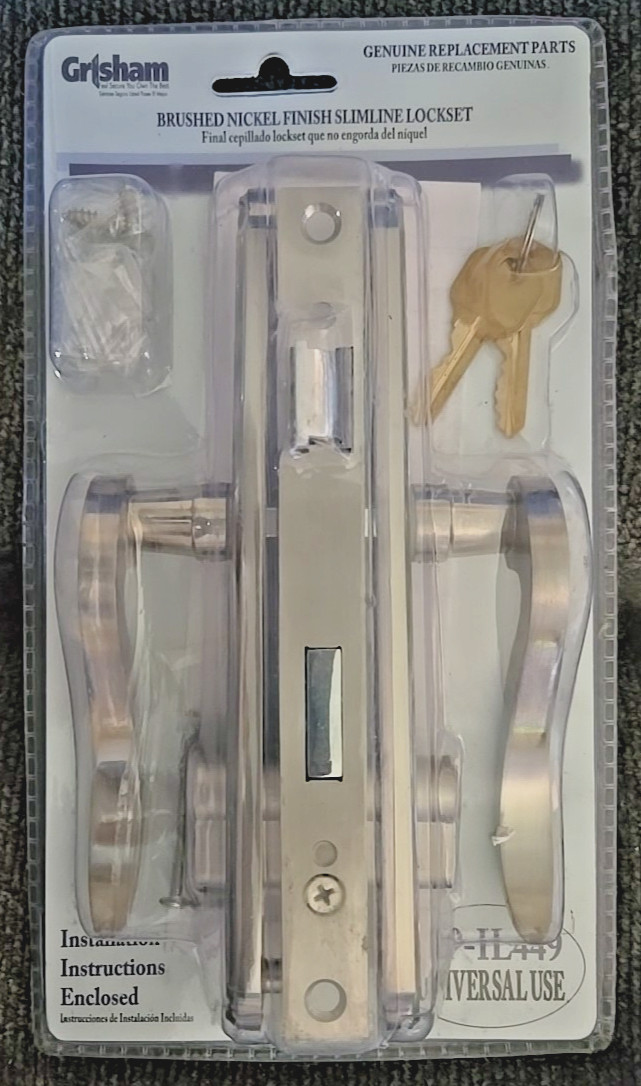 Grisham -  BP IL449 - Slimline Double Cylinder Brushed Nickel Finish Lockset