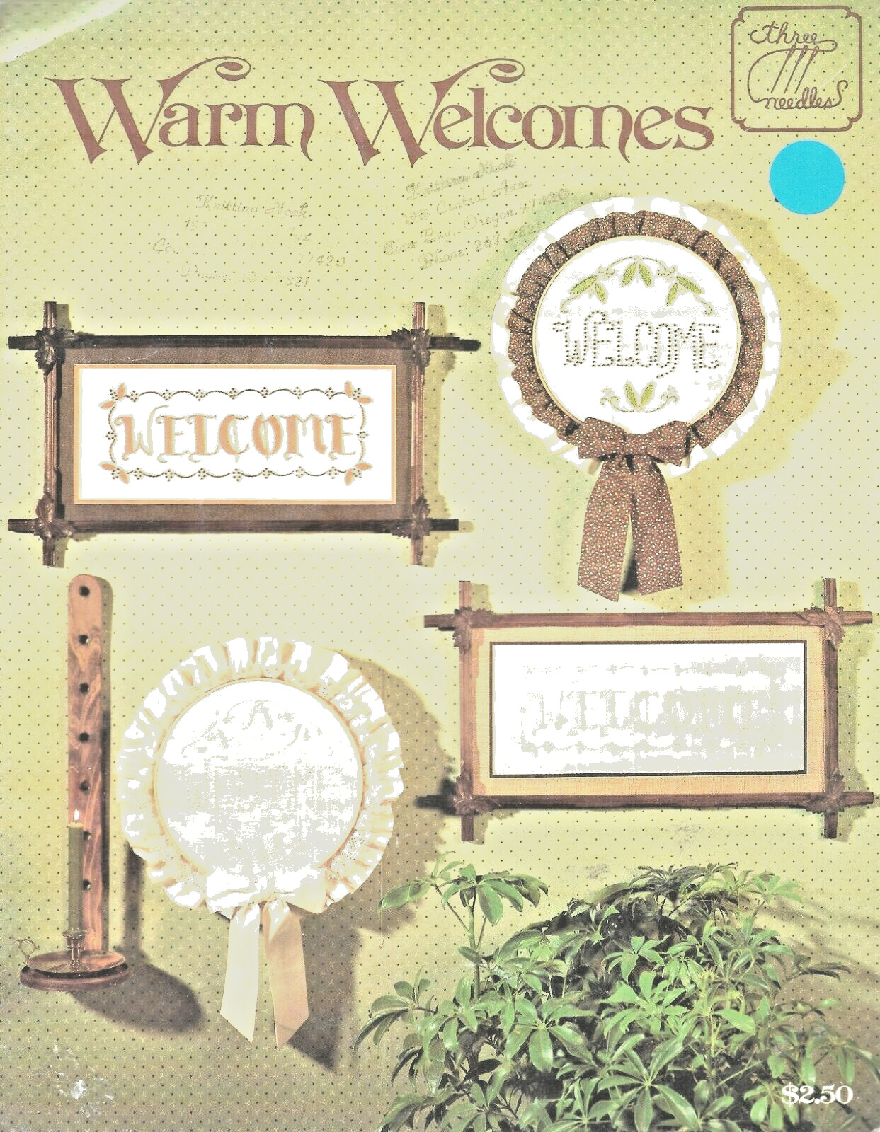 Warm Welcomes Three Needles Pattern Book Candlewicking Embroidery Vintage