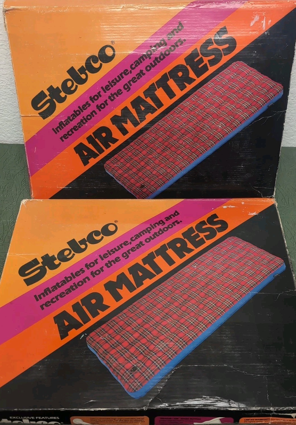 2 Vintage Stebco Australian Climber Air Mattress AM-290 30 X 74 Inflatable Plaid