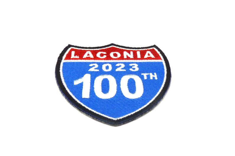 Laconia 2023 100'th Red, Blue Small Patch.