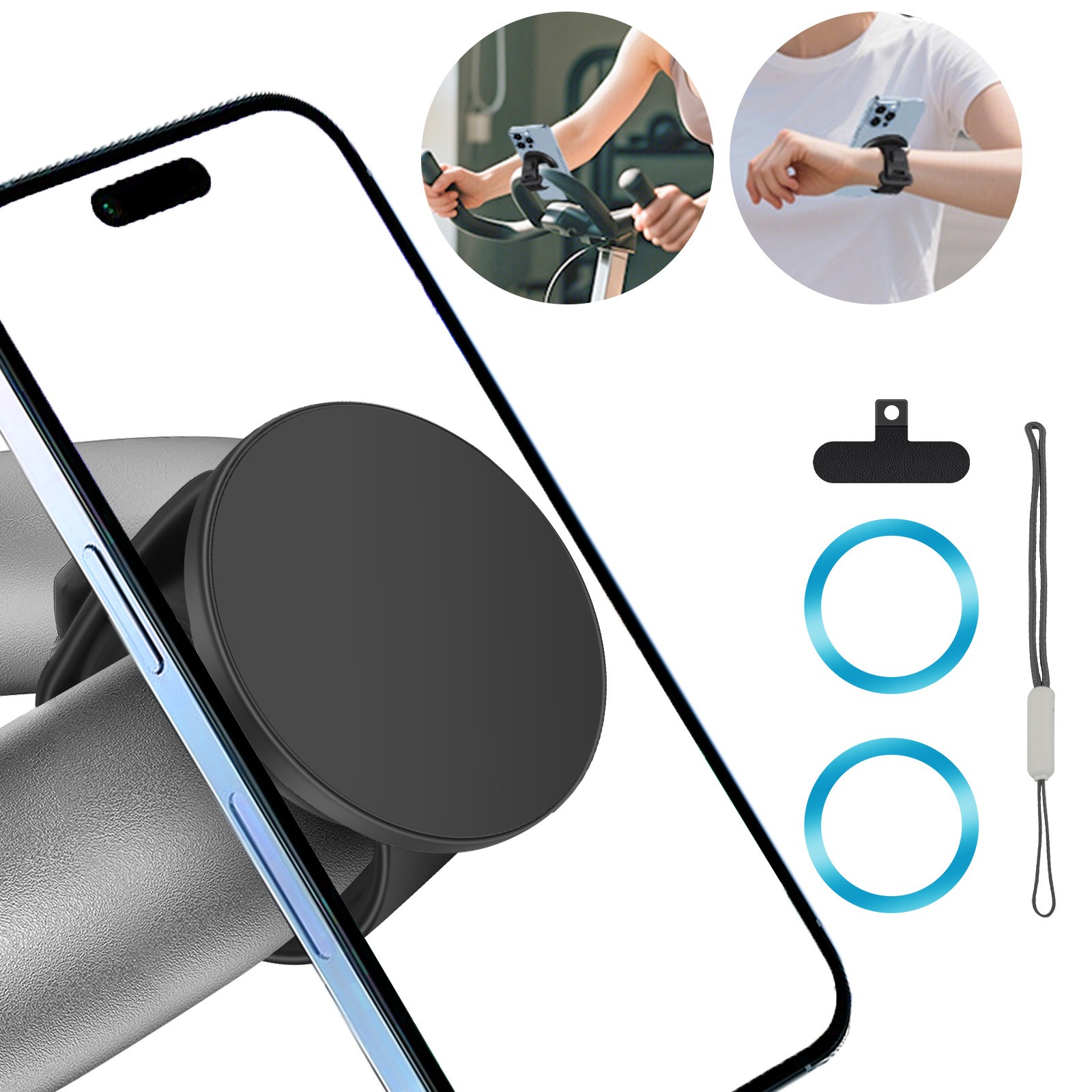 Magnetic Phone Holder for Stroller/Gym/Cart/Bike Strap Mount for iPhone Android