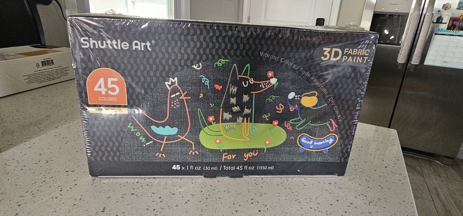 Shuttle Art 3D Fabric Paint Set 45 Colors Fade Resistant Quick Dry