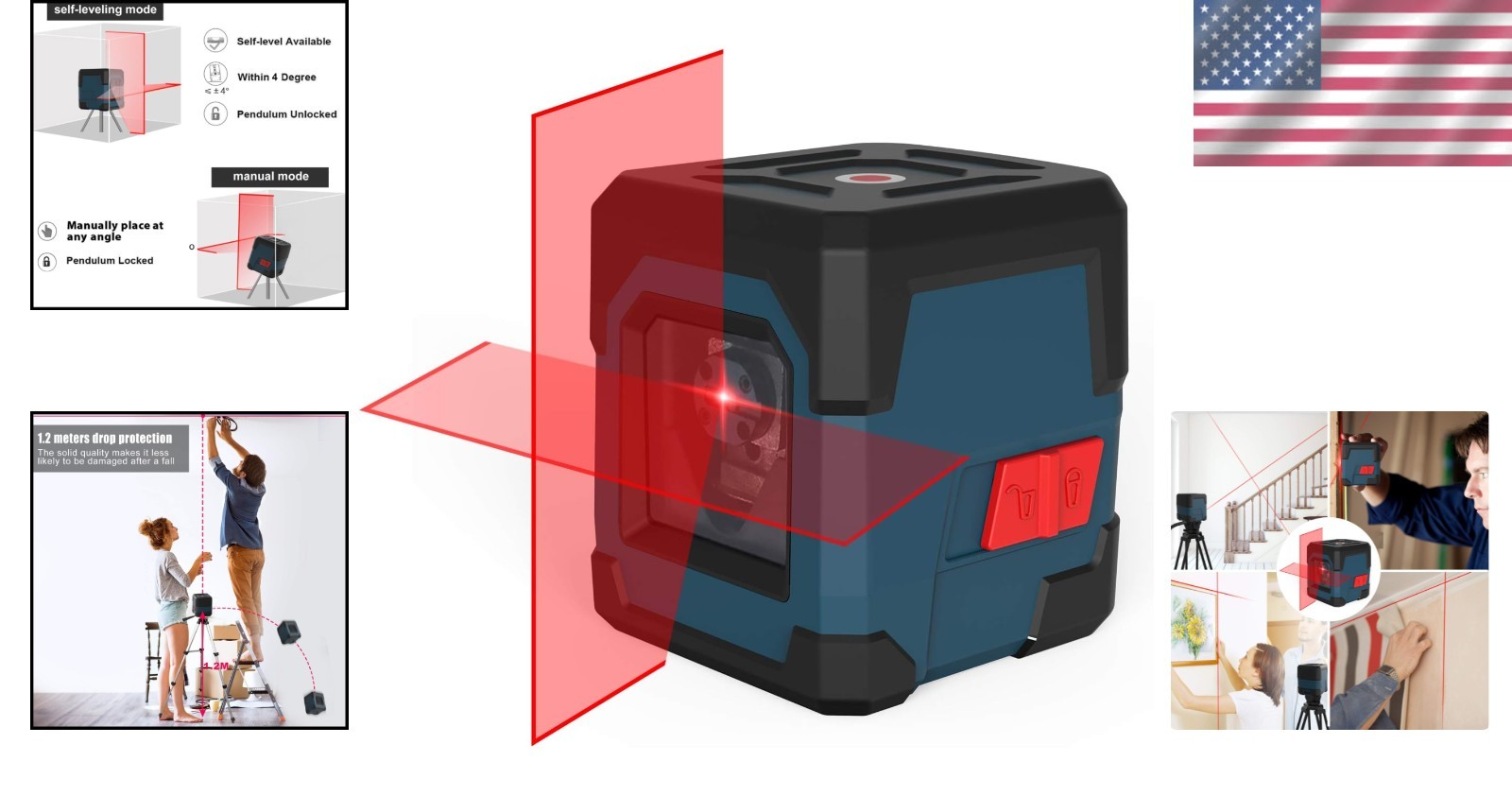 High Visibility Red Laser Level - Self-Leveling & Manual Modes for Accuracy