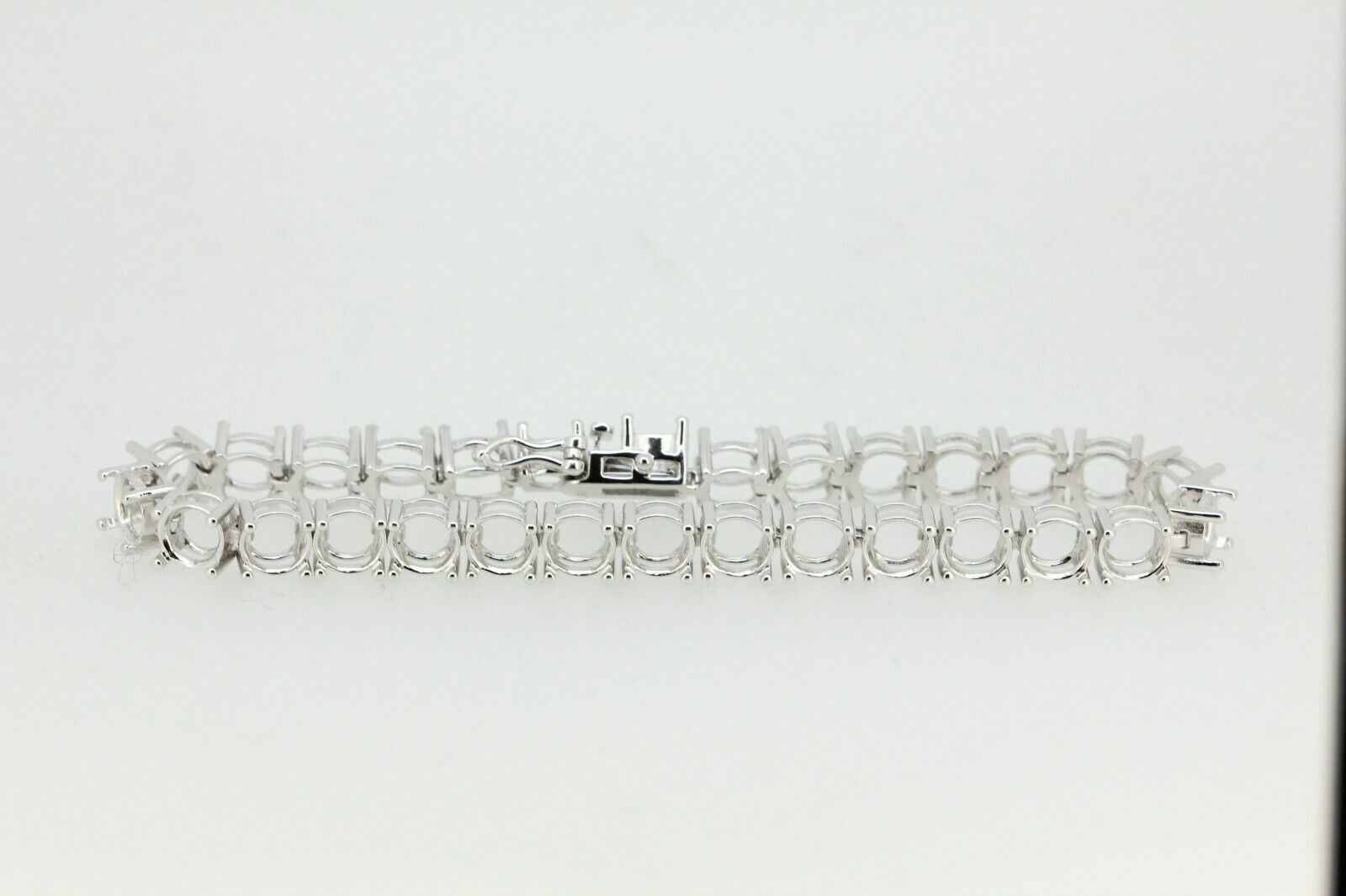 Sterling Silver Semi Mount Tennis Bracelet Setting Round RD 7x7mm