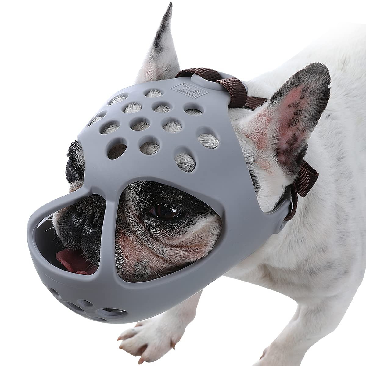 BARKLESS Dog Muzzle for Short Snout Dogs, Soft Silicone Biting, Chewing,