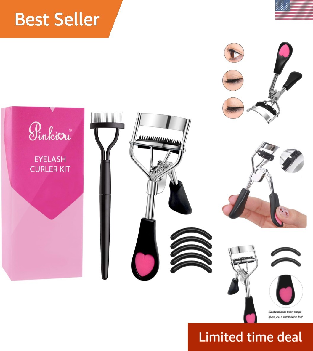Professional Eyelash Curler Set with Built-In Comb - Perfect for All Eye Shapes