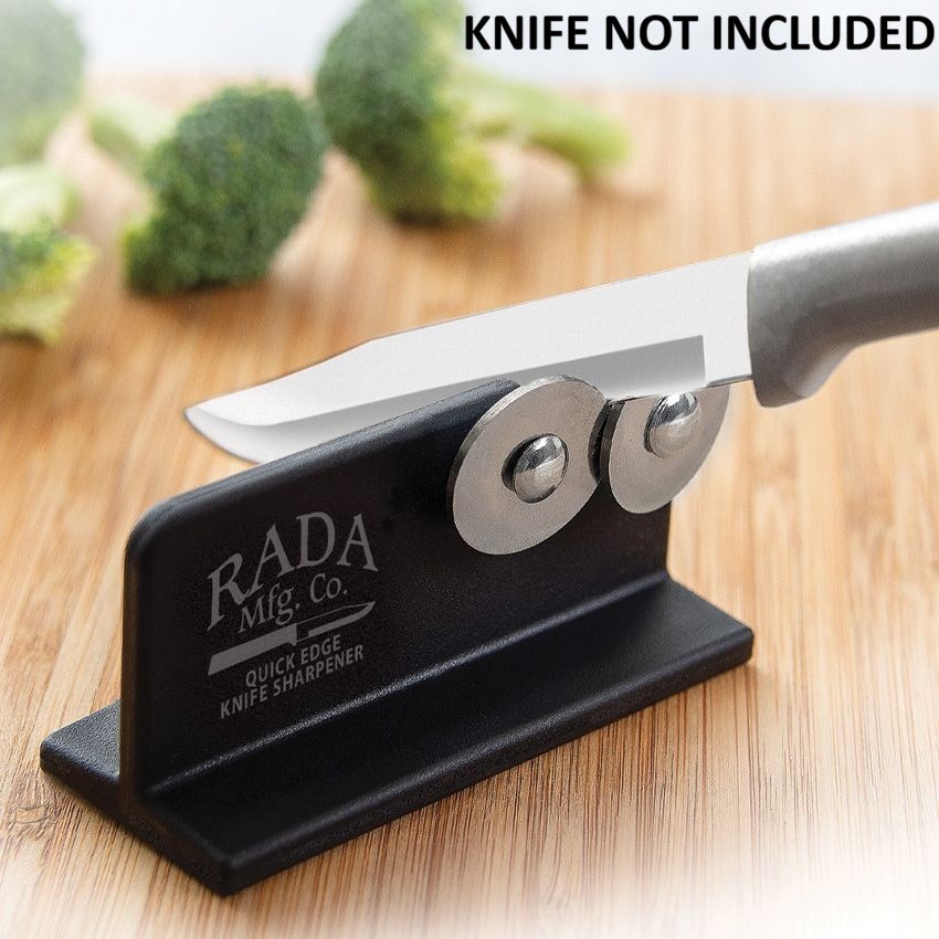 Rada Cutlery Quick Edge Knife Sharpener High-Carbon Stainless Wheels Black Resin