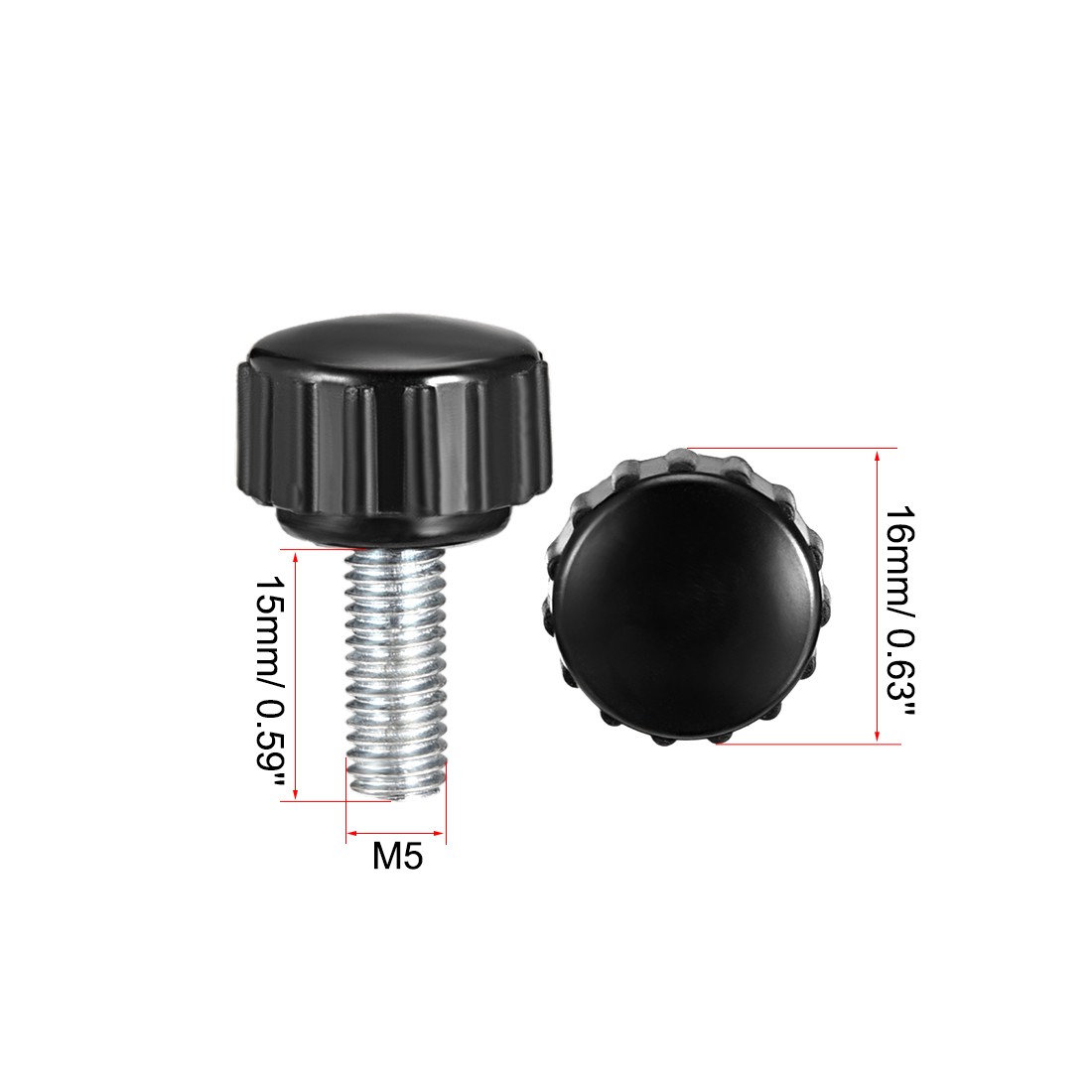 M5 x 15mm Male Thread Knurled Locking Knobs 5pcs