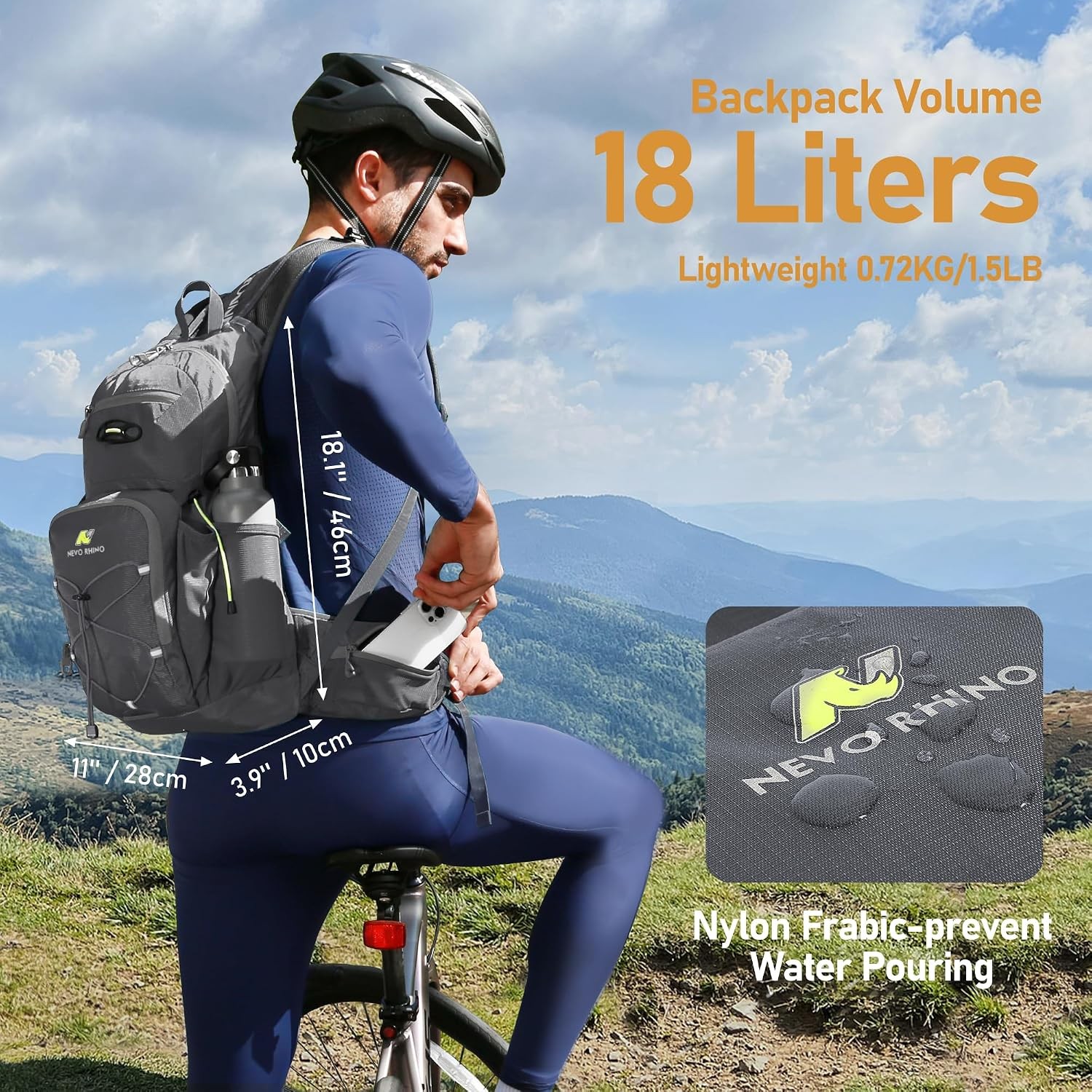 Hydration Backpack,18L Hiking Backpack w/ 3L Water Bladder|Multipurpose Backpack
