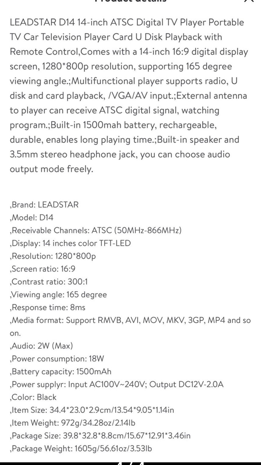 Leadstar Portable Digital Screen