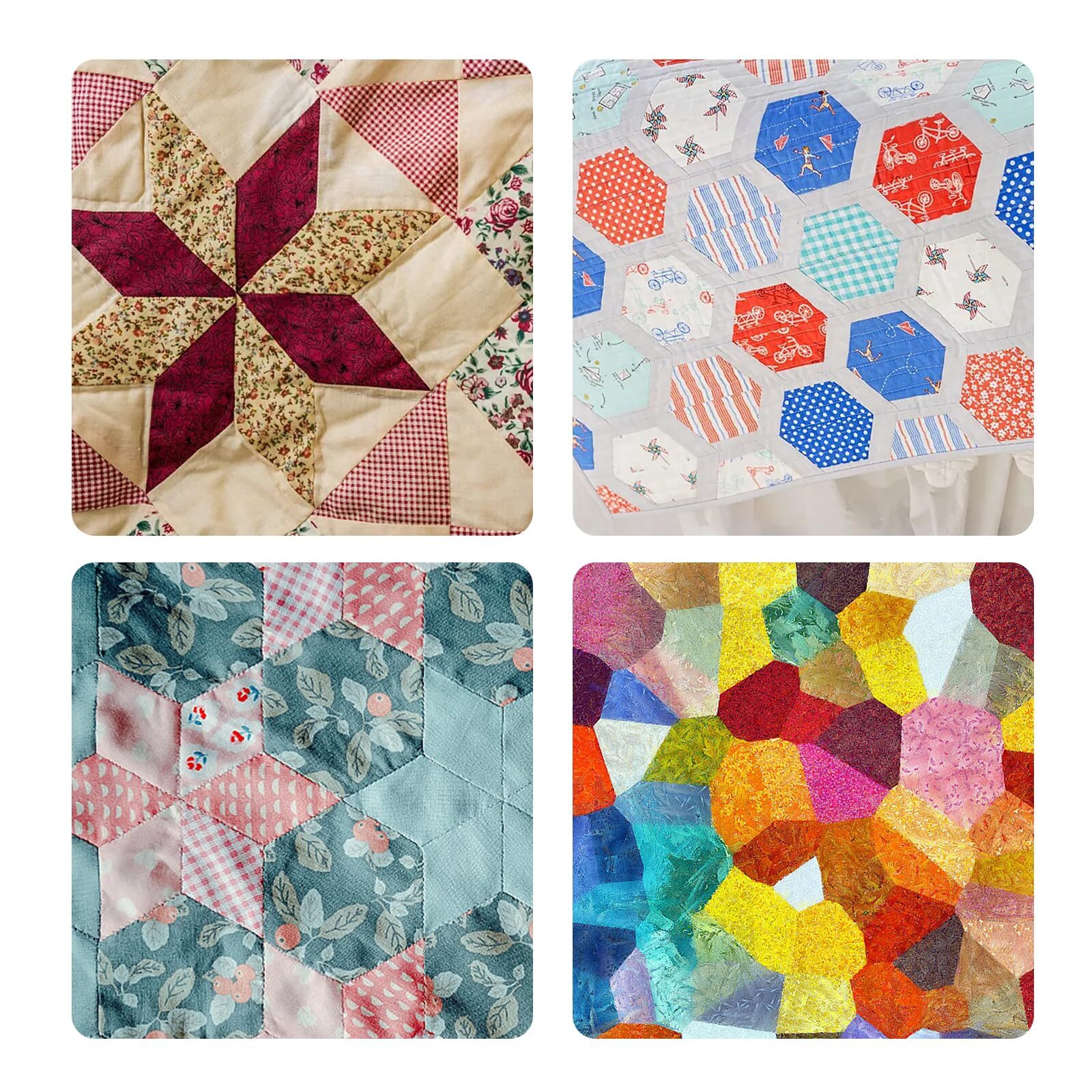 Paper Piecing for Quilting DIY Patchwork Sewing Crafts 6 Shapes Acrylic Patch...