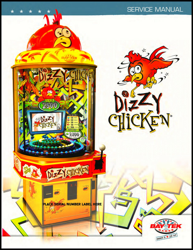 Dizzy Chicken Arcade Redemption Game Operation/Service/Repair Manual Bay Tek Xx