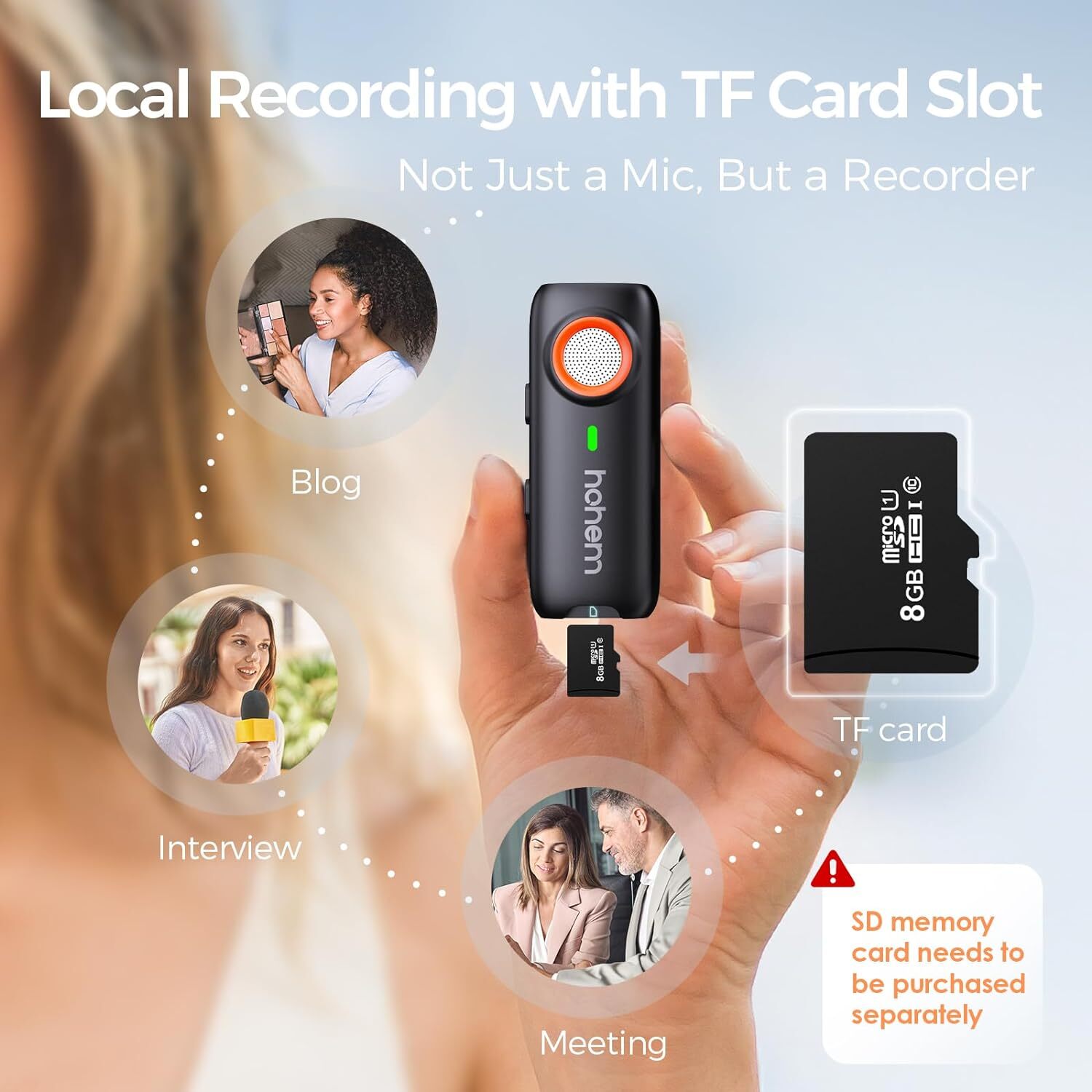 Hohem MIC-01 Wireless Lavalier Microphone 2 Transmitters 1 Receiver for Android
