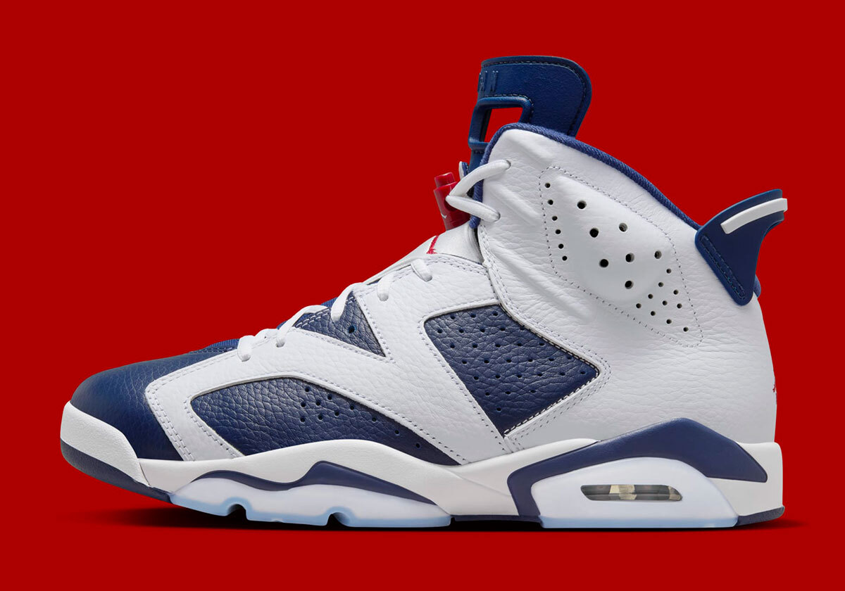 Nike Air Jordan 6 Retro 2024 Olympic White Midnight Navy Red CT8529-164 sz 8 Men