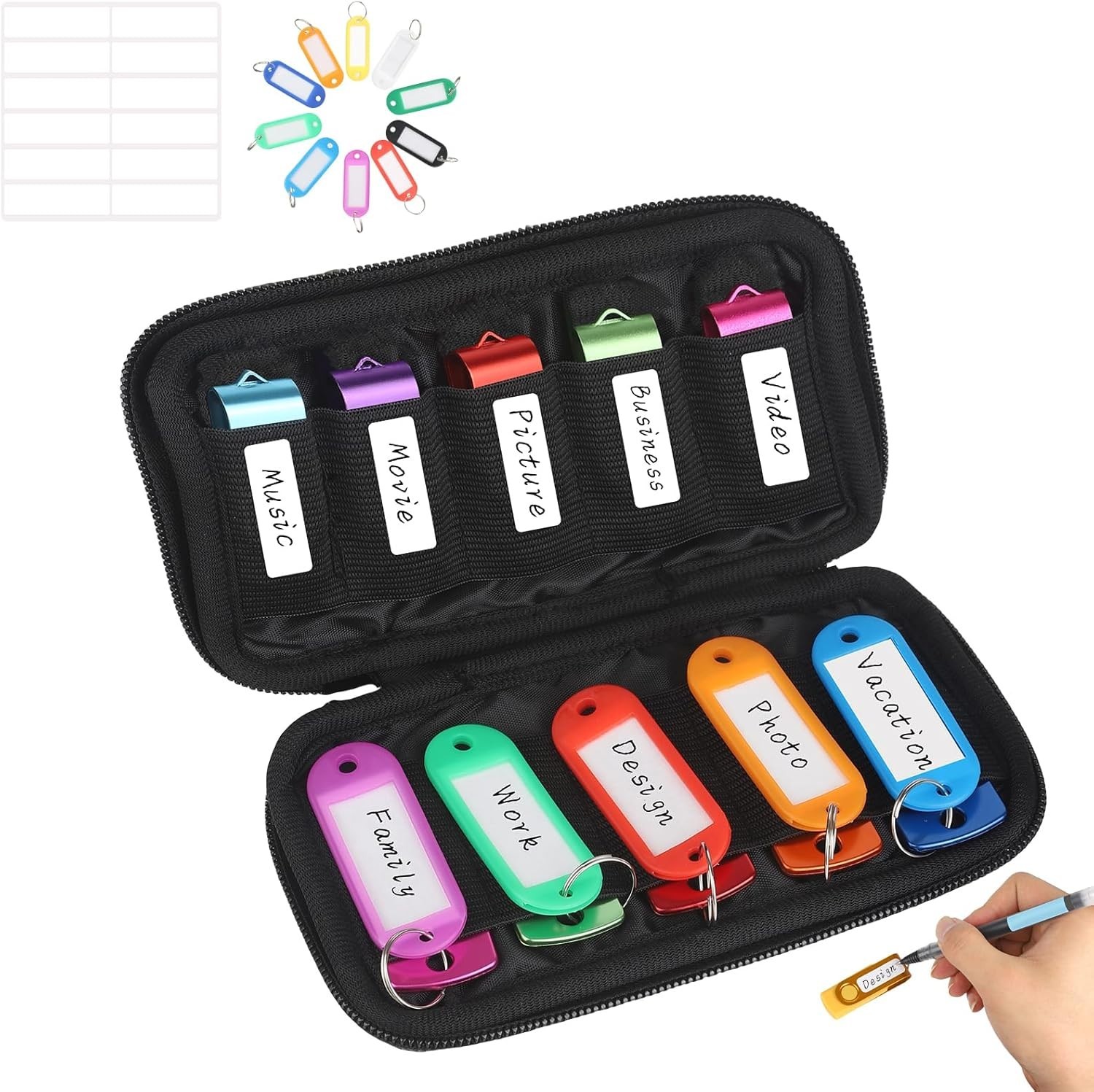 Portable USB Flash Drive Organizer Case with 10 Slots – Durable Neoprene Design