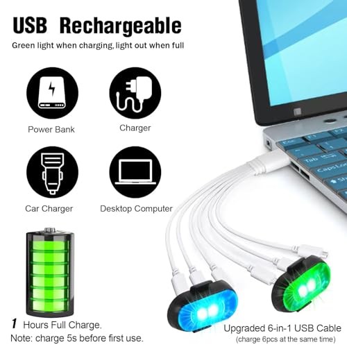 6PCS Wireless LED Strobe Lights with Remote Control, 8 Colors Rechargeable 6pcs