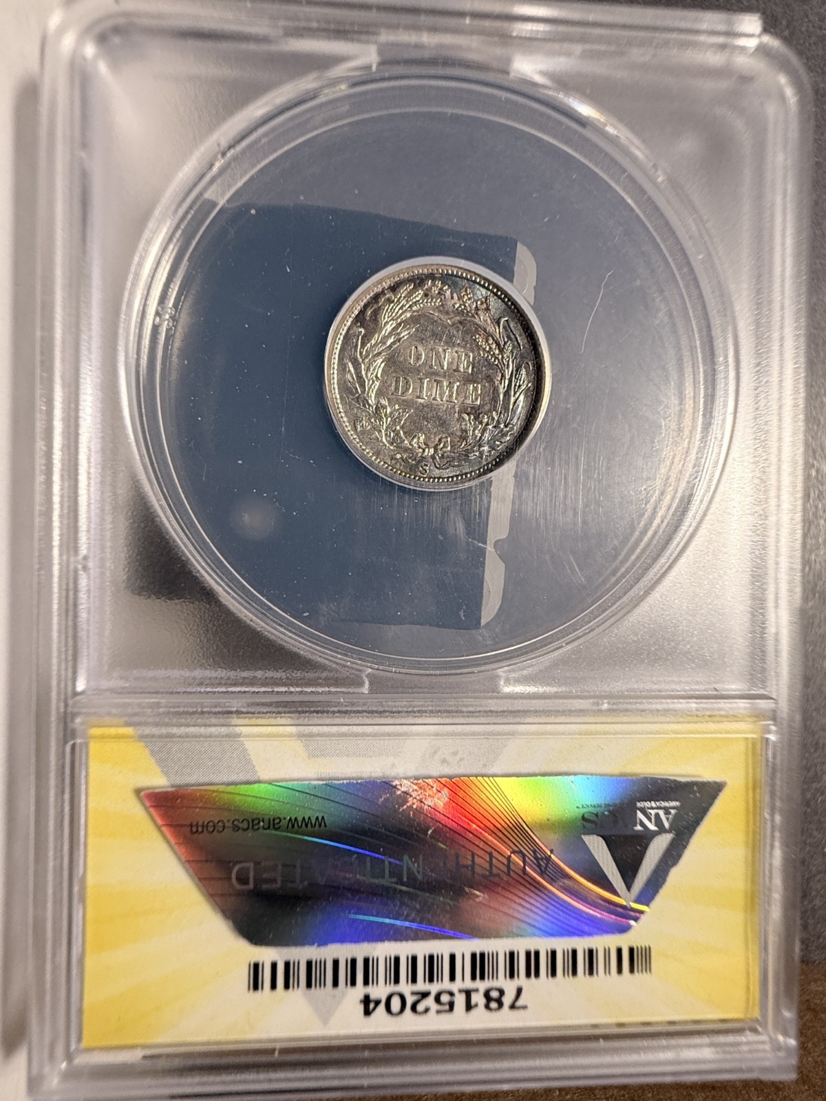 1908-S Barber Dime, AU58 ANACS (18754)