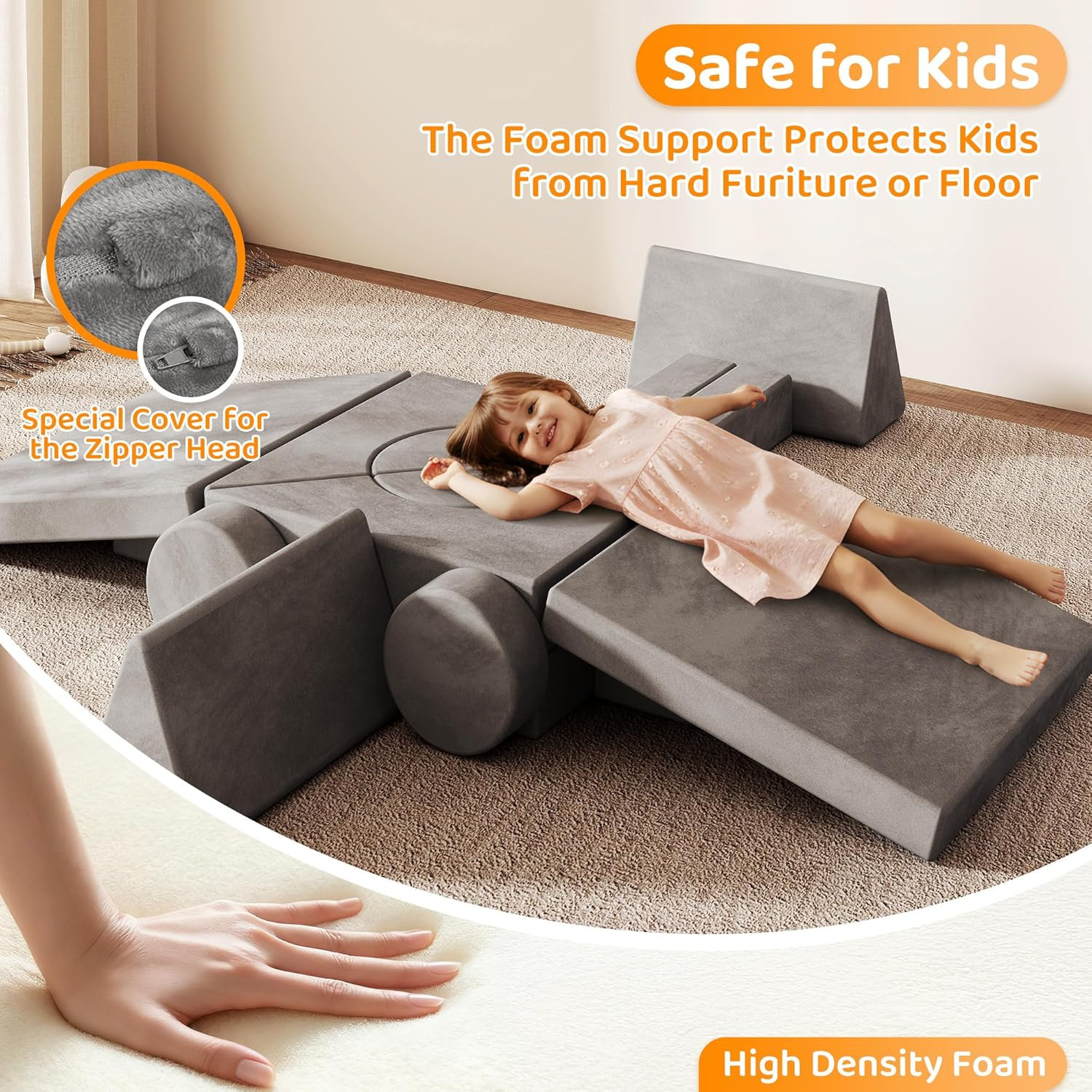 18Pcs Play Couch for Kids,Modular Kids Play Couch for Playroom Bedroom Living Ro