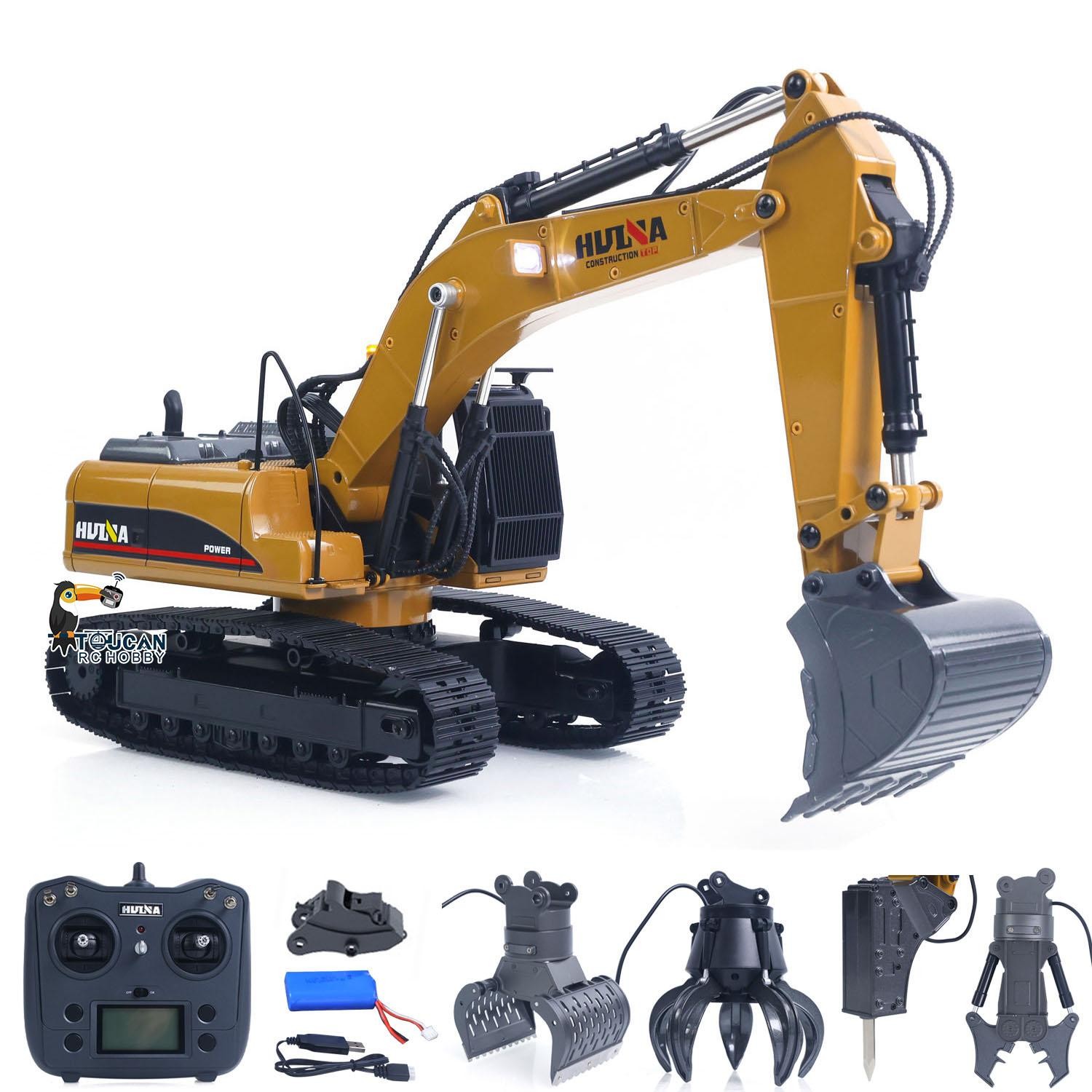 Used HUINA 580 1/14 Metal Excavator Engineering Car Electric Ball Grabber