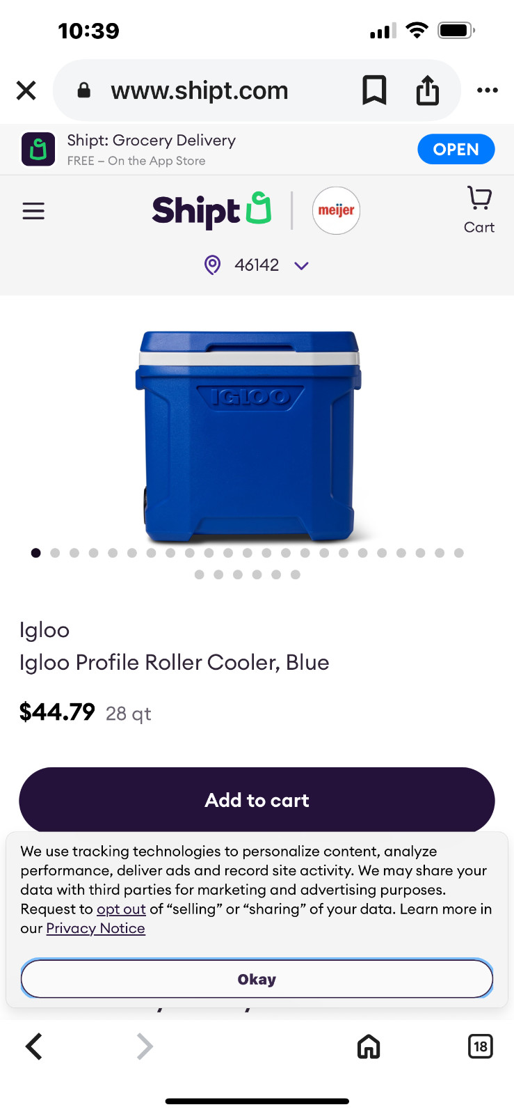 Igloo Roller cooler Blue 28qts