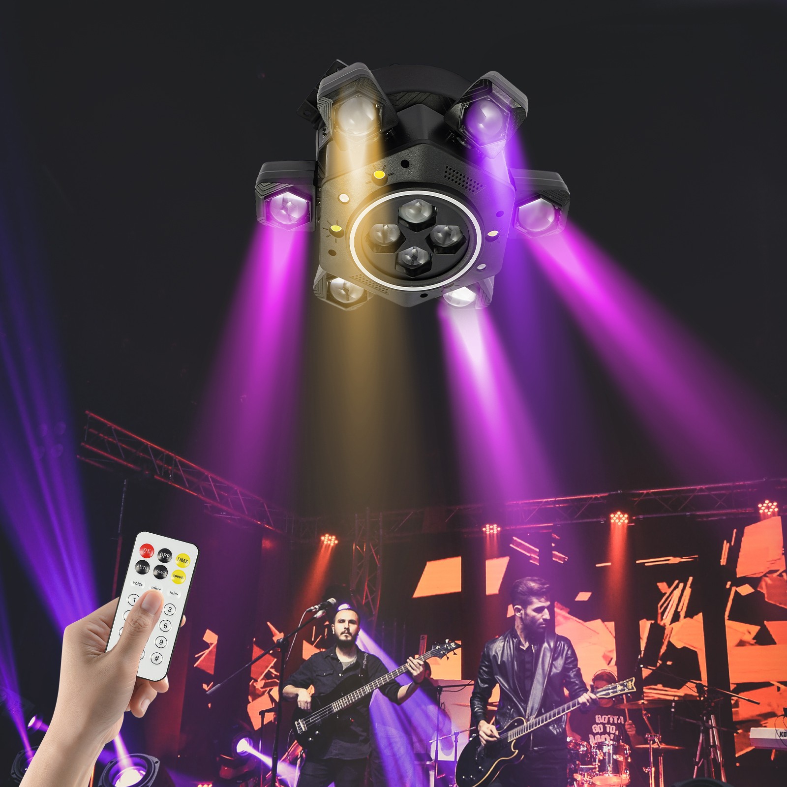 120W RGBW Stage Lights 6 Arms DJ Laser Light For Party Disco Club Bar w/ Remote