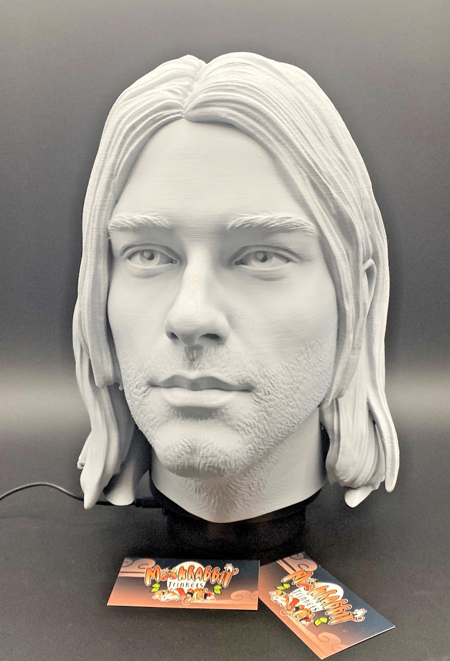 Kurt Cobain Bust Headphone Stand - PC Gaming Nirvana Display - Birthday Gift