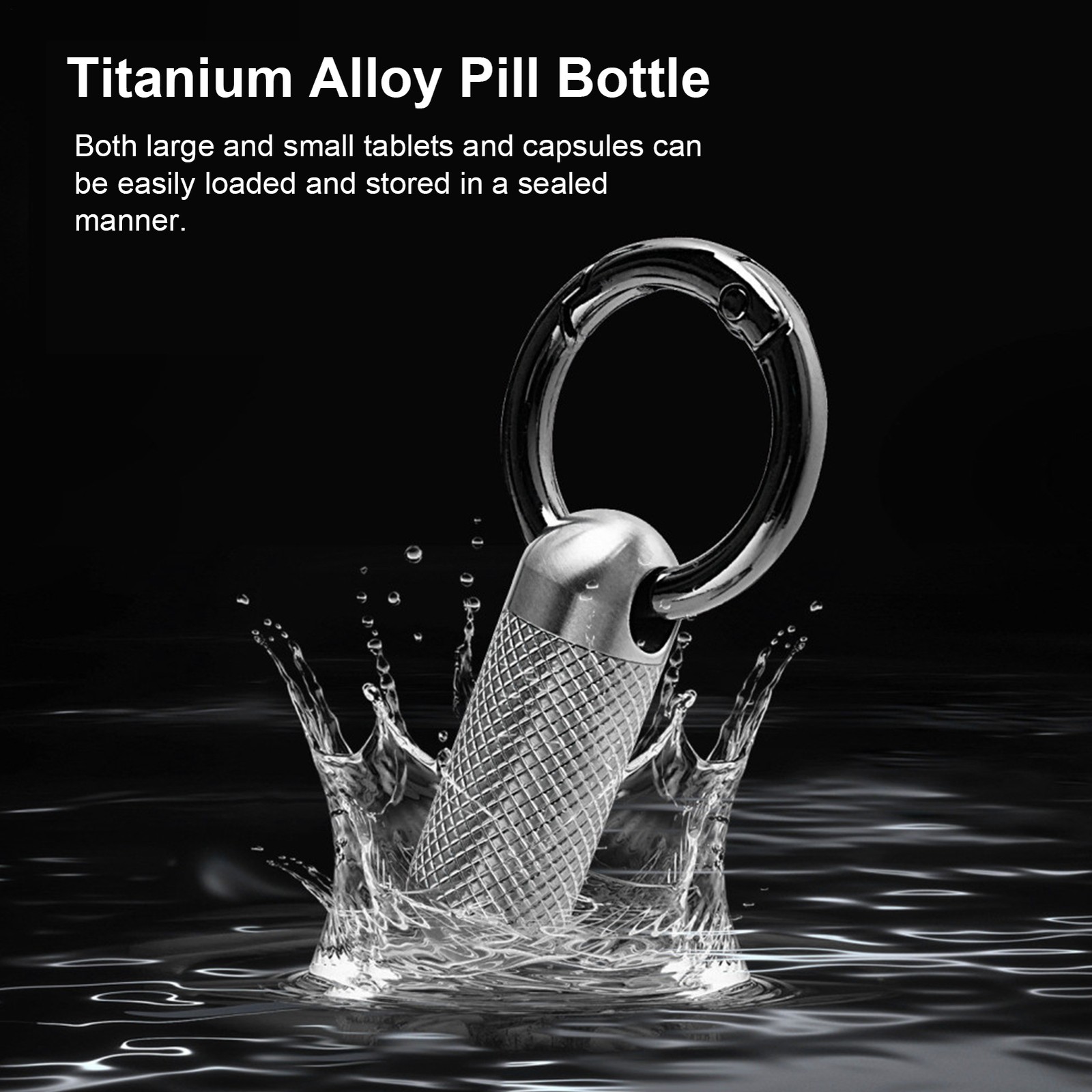 Mini Titanium Waterproof Emergency Capsule Box Pill Case Keychain Pendant Bottle