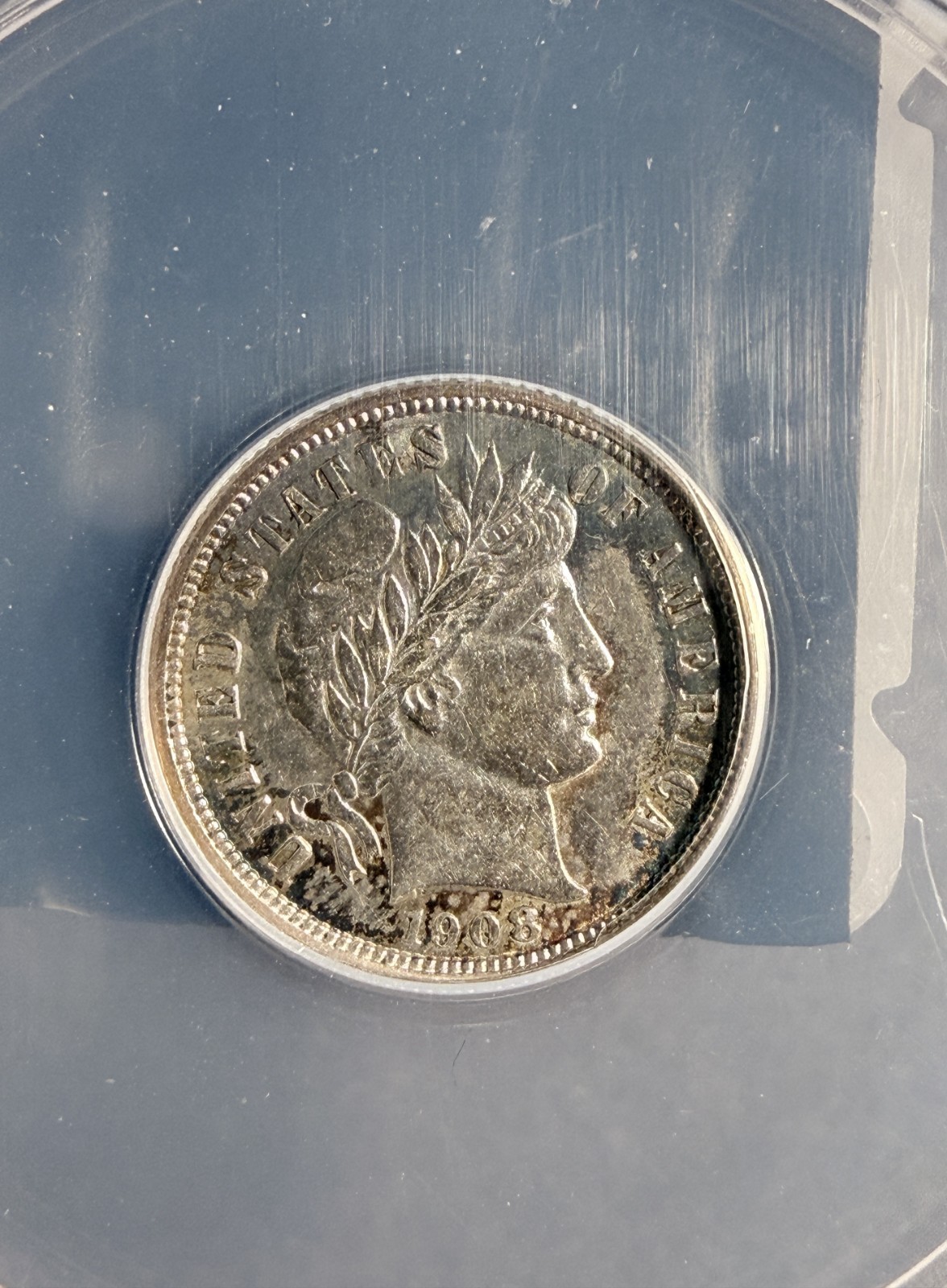 1908-S Barber Dime, AU58 ANACS (18754)