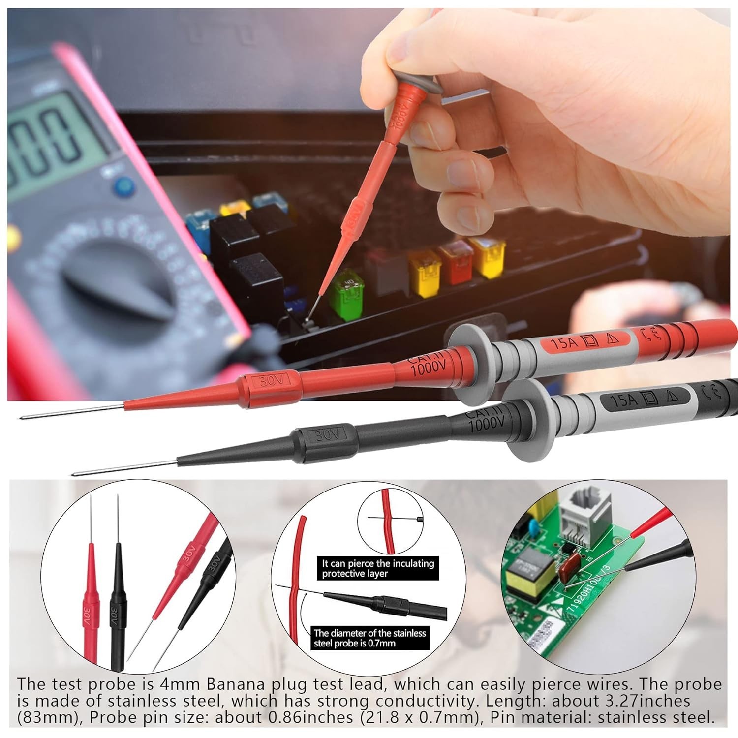 Test Leads Set Double Insulated Electrical Multimeter Test Lead Kit, Te