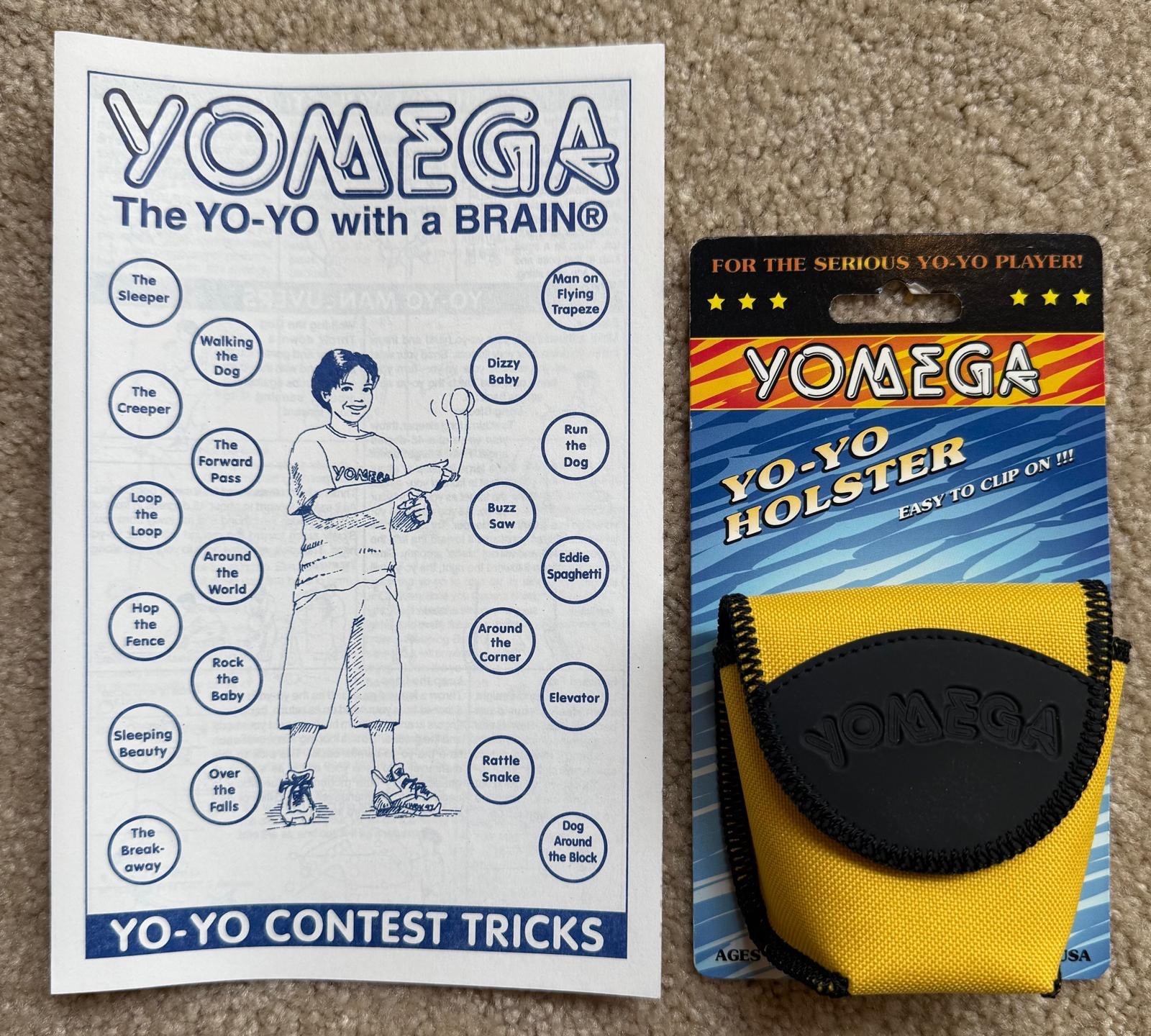 ** NEW 1998 YOMEGA YELLOW CLIP ON YO-YO HOLSTER + NEW YOMEGA TRICKS PAMPHLET **