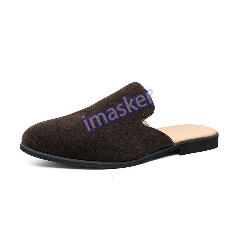 Mens Faux Suede Moccasin Casual Mules Loafers Round Toe Slip on Leisure Slippers