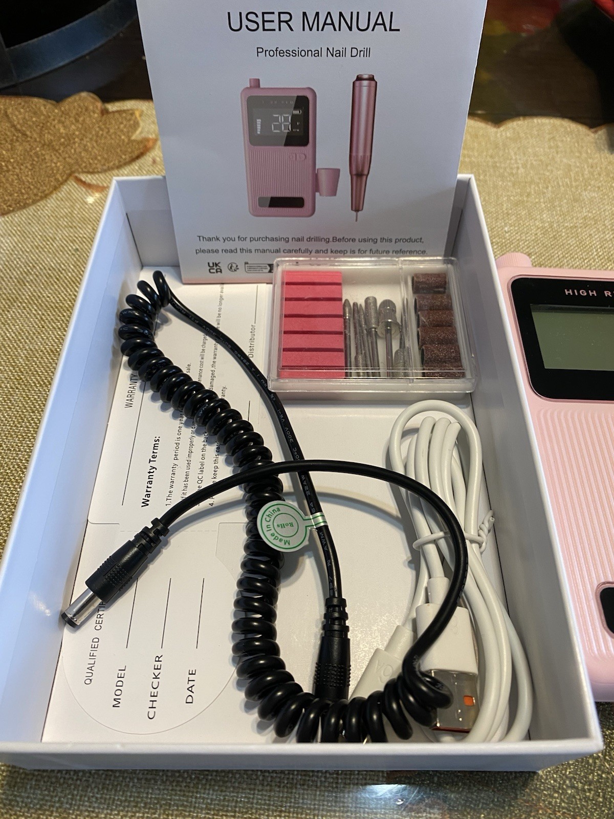 Pink Electric Nail Drill Portable Machine