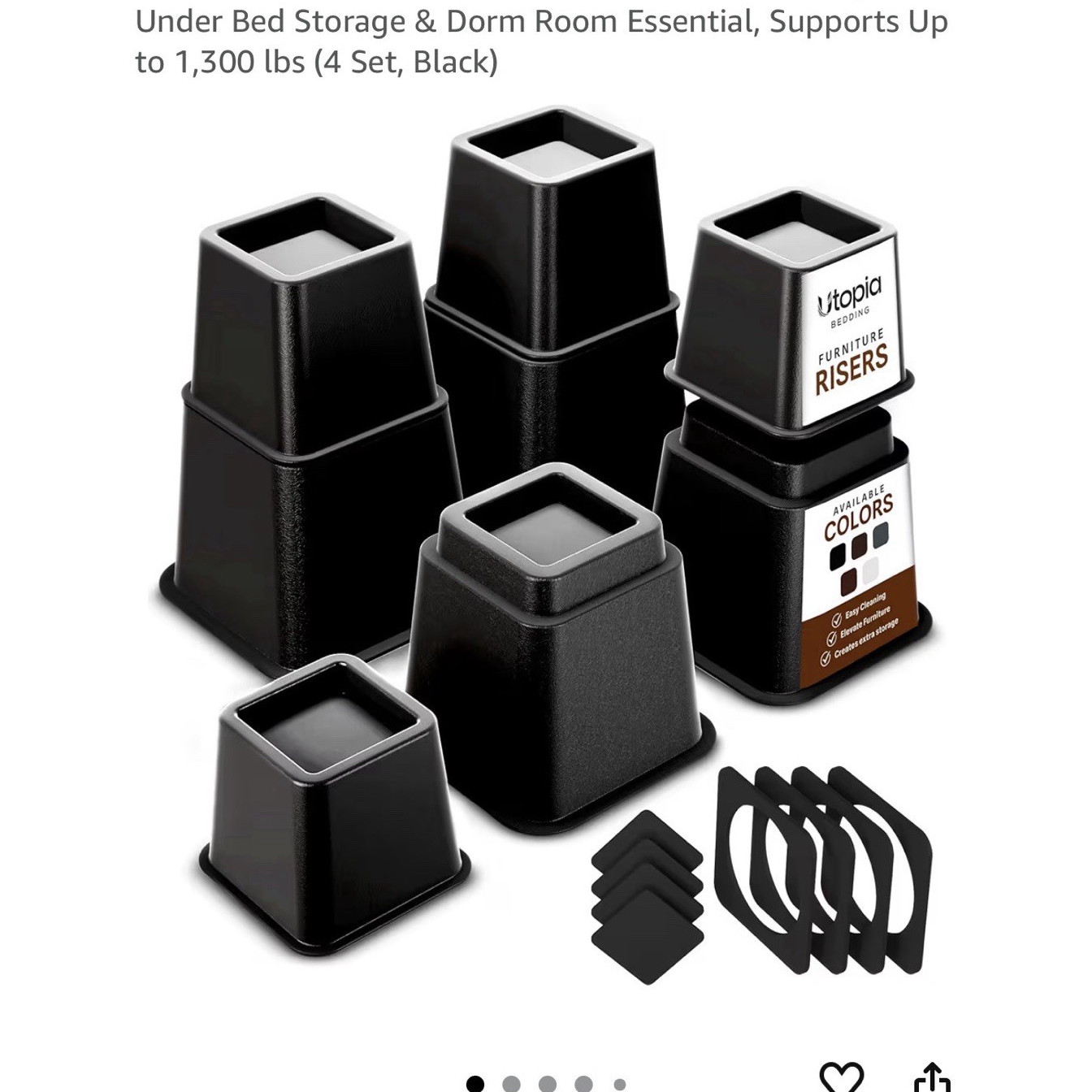 Utopia Bedding Adjustable Height Bed Risers 3 & 5 in 4-Pack Black