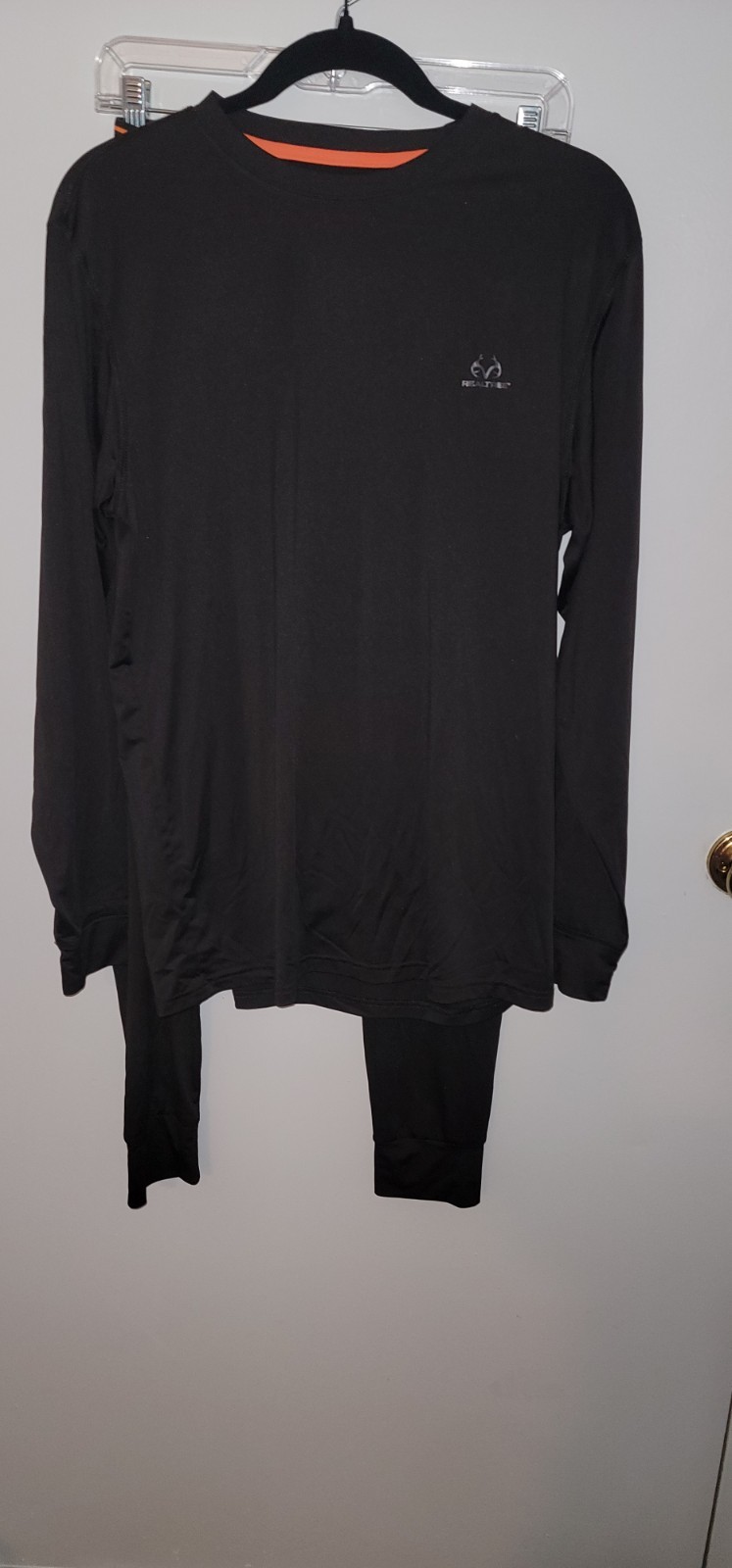 Realtree Mens Sz L Performance Base Layer Set Long Sleeve Leggings Black Stretch