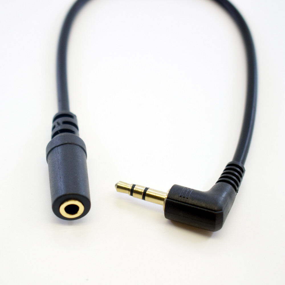 4pcs 25cm Gold Right Angle 3.5mm Stereo Male to Female M/F Audio Extension Cable