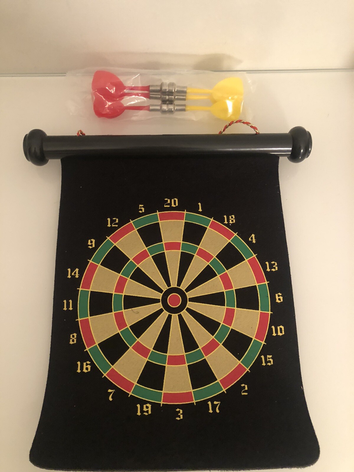 Hanging Magnetic Dartboard 7 1/2”W X 9 1/4”H Includes 6 Magnetic Darts