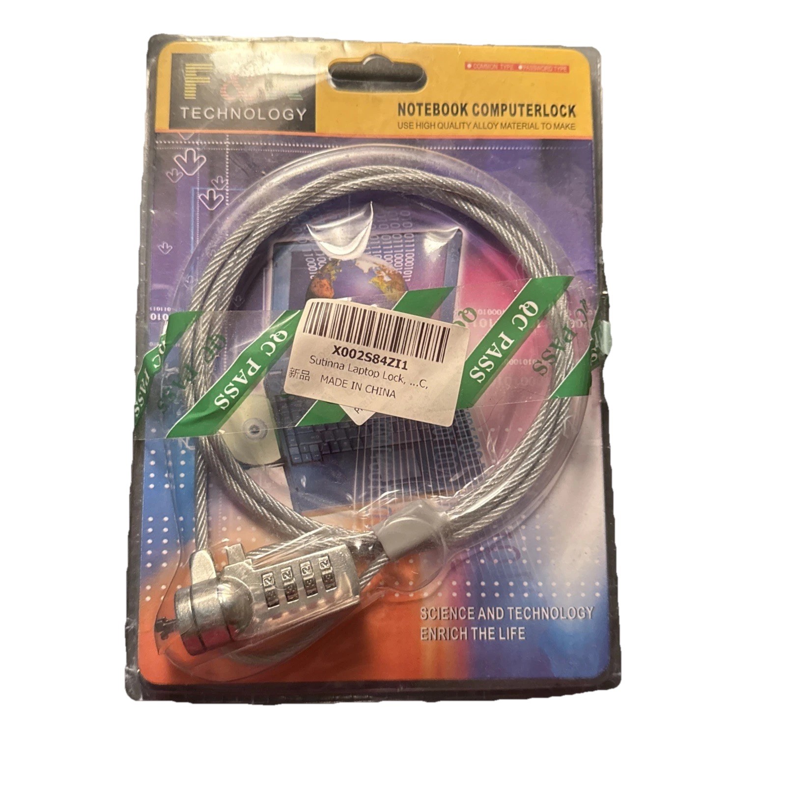F & K Technology Notebook Computer Cable Chain Key Lock Brand New!
