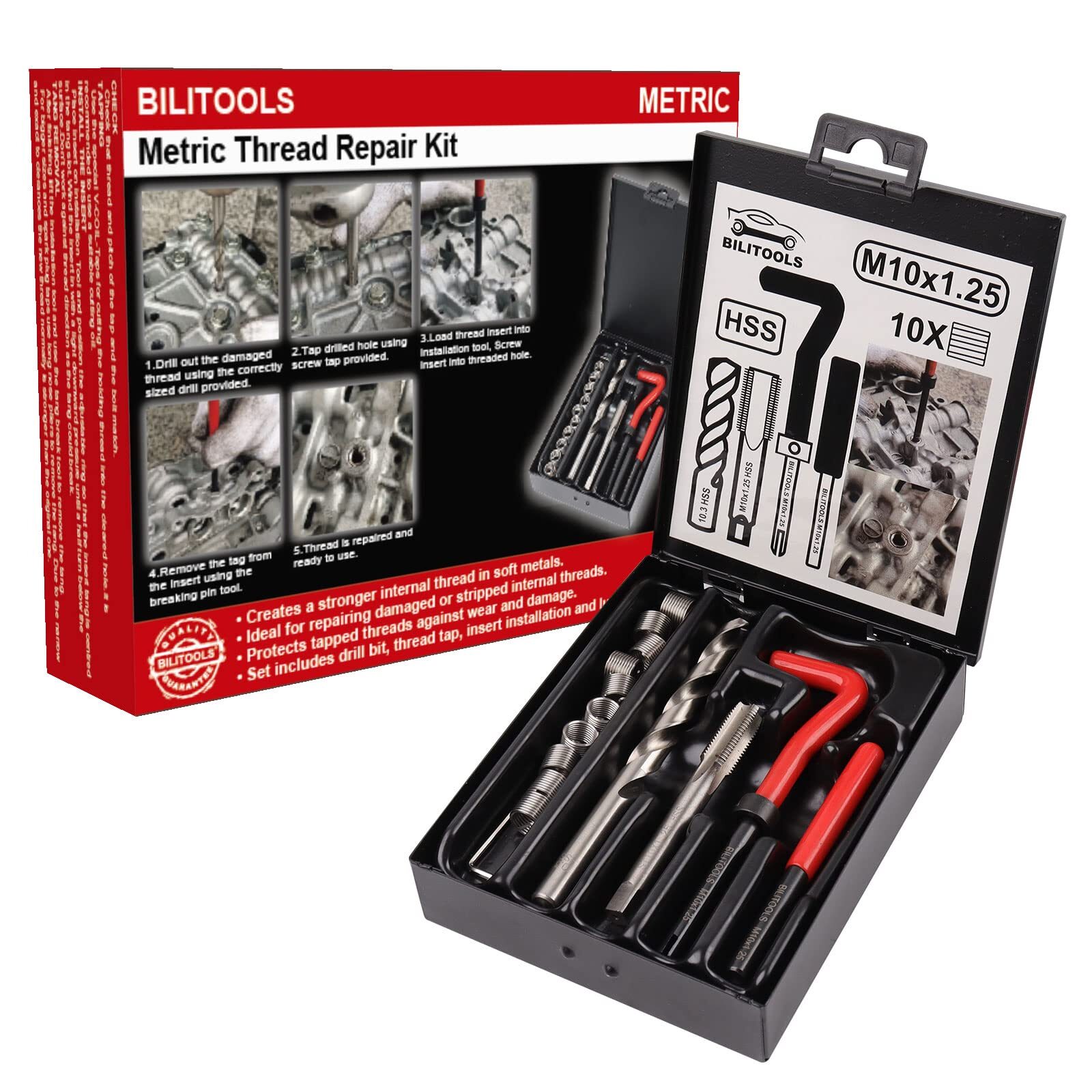 M10x1.25 Thread Repair Kit HSS Drill Helicoil Repair Kit Metric