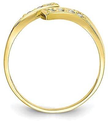Solid 10K Gold or Sterling Silver Adjustable Cubic Zirconia Bypass Toe Ring -