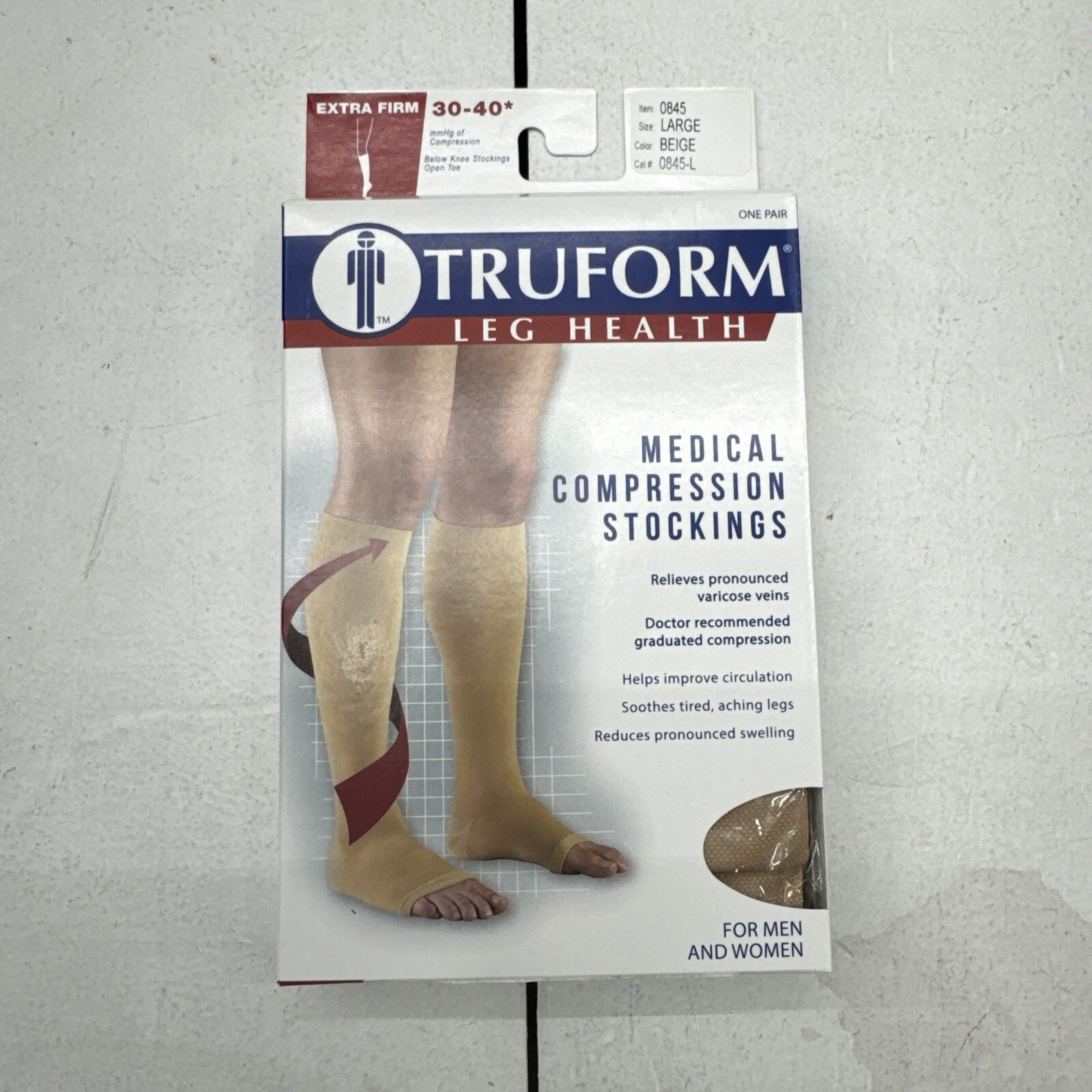 Truform Leg Health Beige Medical Compression  Stockings Extra Firm Adult Size L