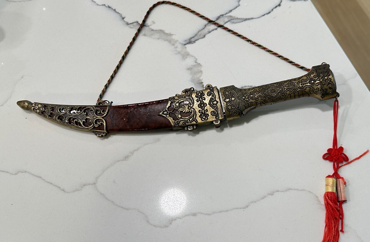 Dagger With Brass Sheath. Blade is Made of Stainless Steel. Made in China
