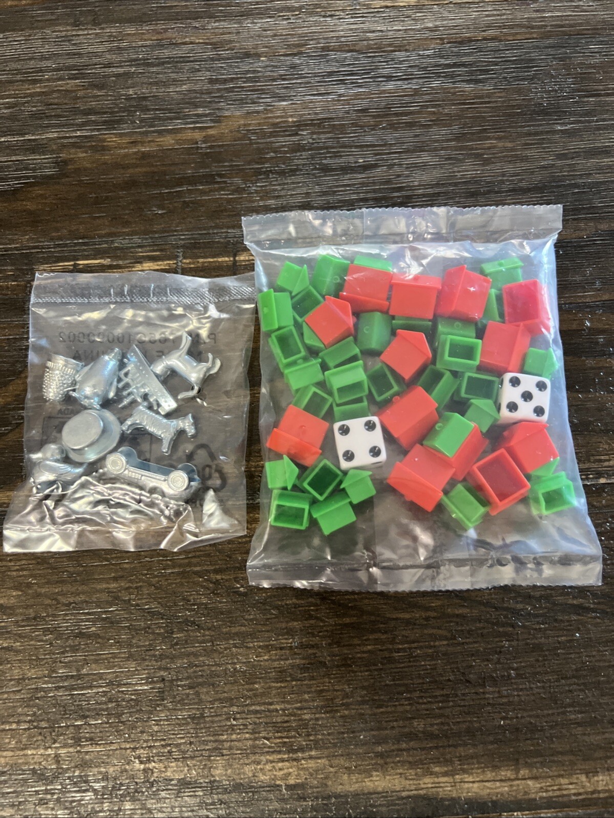 New Monopoly Replacement Pieces Metal Markers & Green Houses Red Hotels + Dies