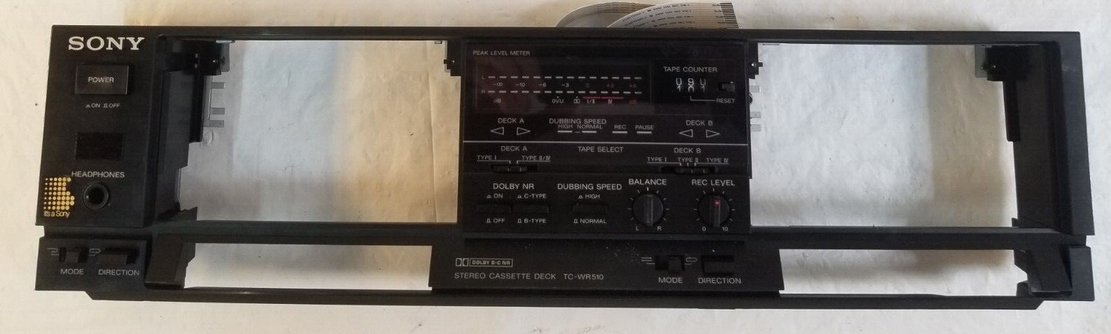 SONY TC-WR510 Stereo Cassette Deck FRONT FACE COVER w Display & Controls
