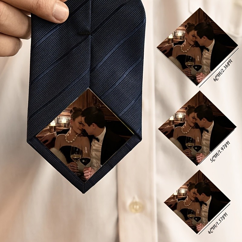 5PCS Custom Photo Tie Patch Adhesive Personalized Suit Shirt Wedding Gift DIY ◐