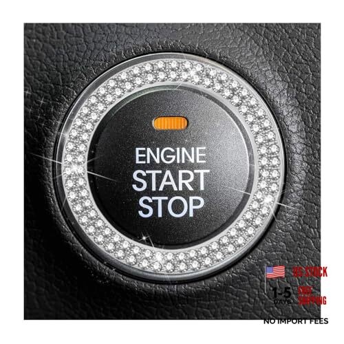 Car Bling Crystal Rhinestone Engine Start Ring Decals, 2 Pack Car Double Silver